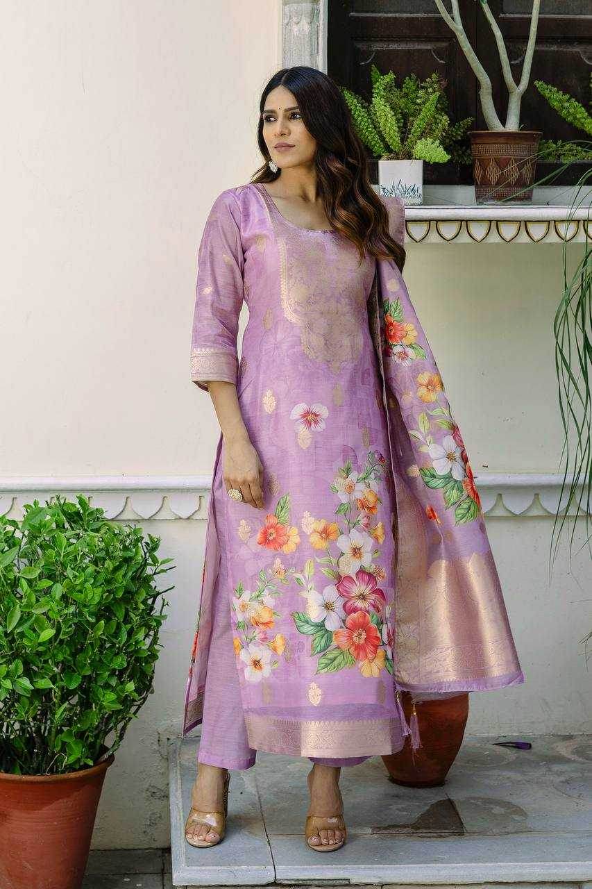 Tissue Silk Party Wear Printed Kurtis Kurti Bottom With Dupatta - MYLUXURY LANE ENTERPRISE